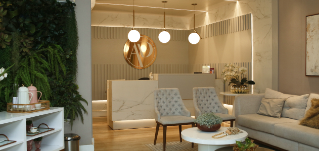 Interior da clínica — ambiente acolhedor.